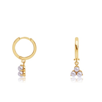 14 Ayar Sarı Altın Sallantılı İnci Küpe