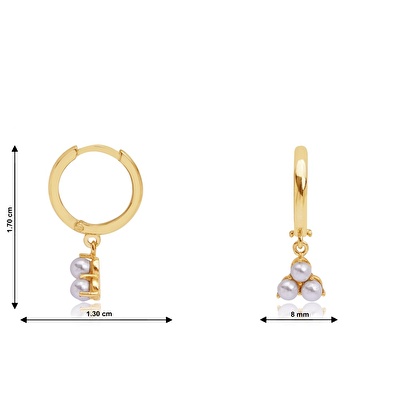 14 Ayar Sarı Altın Sallantılı İnci Küpe