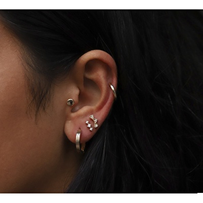 14 Ayar Sarı Altın Kalp Tragus Piercing