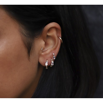 14 Ayar Sarı Altın Taşlı Piercing