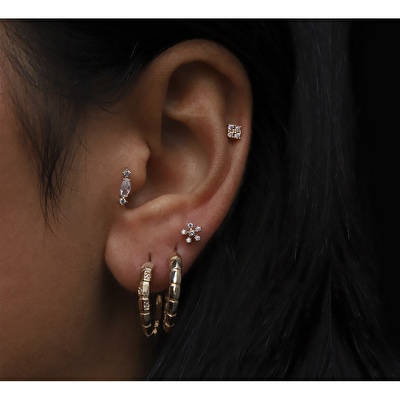 14 Ayar Sarı Altın Top Tragus Piercing