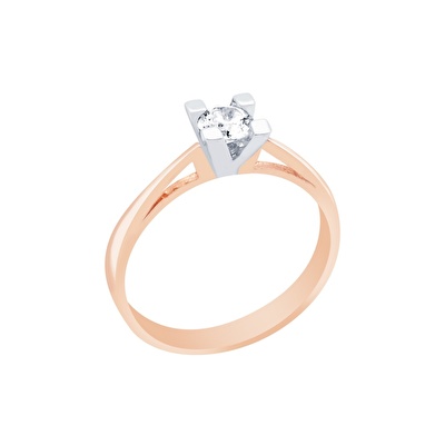 14 Ayar Rose-Beyaz Altın Tektaş Yüzük