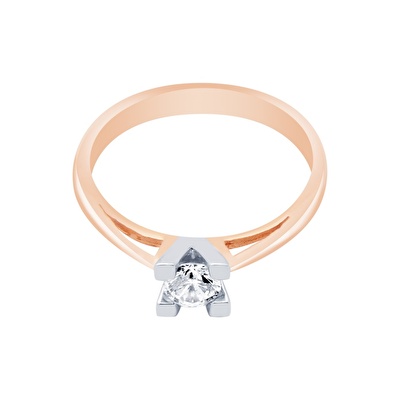 14 Ayar Rose-Beyaz Altın Tektaş Yüzük