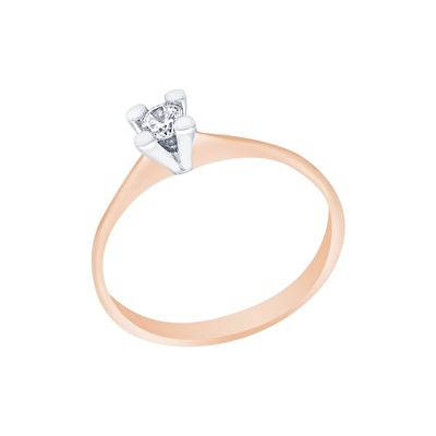 14 Ayar Rose-Beyaz Altın Tektaş Yüzük