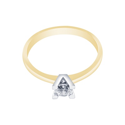 14 Ayar Sarı-Beyaz Altın Tektaş Yüzük