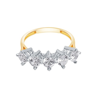 14 Ayar Sarı-Beyaz Altın Beştaş Yüzük