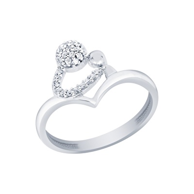 14 Ayar Beyaz Altın Anne Çocuk Yüzük