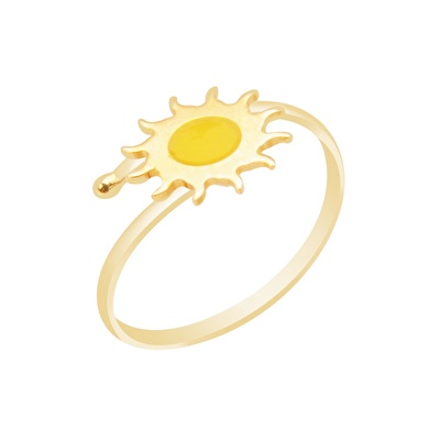 14 Ayar Sarı Altın Güneş Figürlü Yüzük