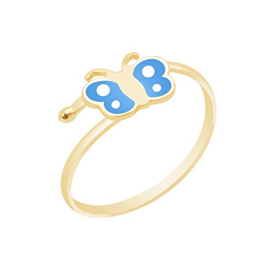 14 Ayar Sarı Altın Kelebek Yüzük