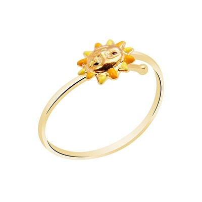 14 Ayar Sarı Altın Güneş Figürlü Yüzük