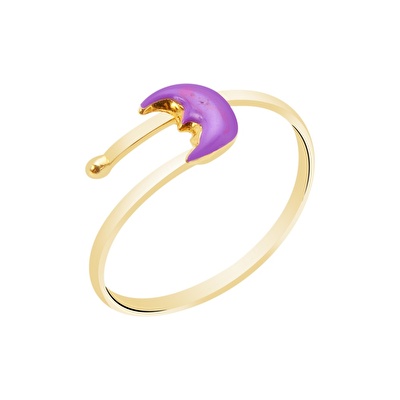 14 Ayar Sarı Altın Ay Figürlü Yüzük