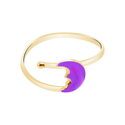 14 Ayar Sarı Altın Ay Figürlü Yüzük