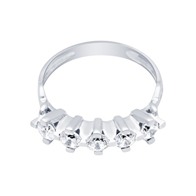 14 Ayar Beyaz Altın Beştaş Yüzük