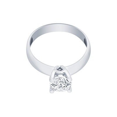 14 Ayar Beyaz Altın Tektaş Yüzük