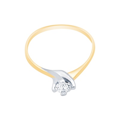 14 Ayar Sarı-Beyaz Altın Tektaş Yüzük