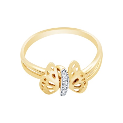 14 Ayar Sarı Altın Kelebek Yüzük