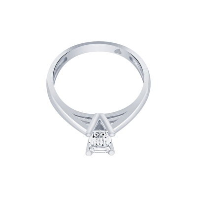 14 Ayar Beyaz Altın Baget Yüzük