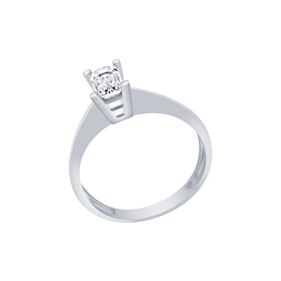 14 Ayar Beyaz Altın Baget Yüzük