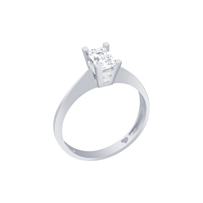 14 Ayar Beyaz Altın Baget Yüzük