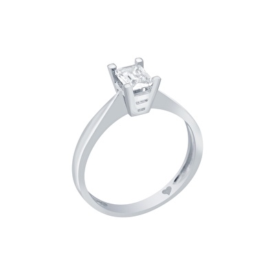 14 Ayar Beyaz Altın Baget Yüzük