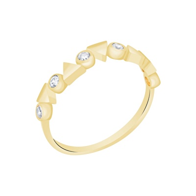 14 Ayar Sarı Altın Geometrik Figürlü Yüzük