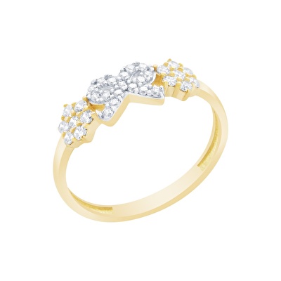 14 Ayar Sarı-Beyaz Altın Şans Yüzük