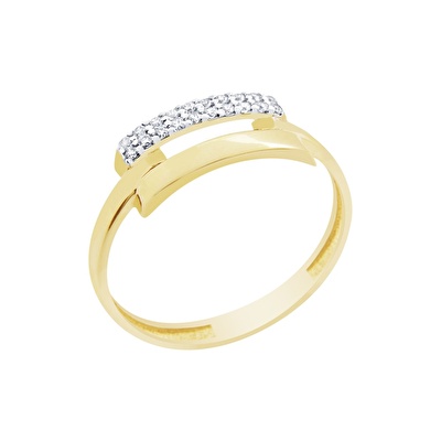 14 Ayar Sarı-Beyaz Altın Trend Yüzük