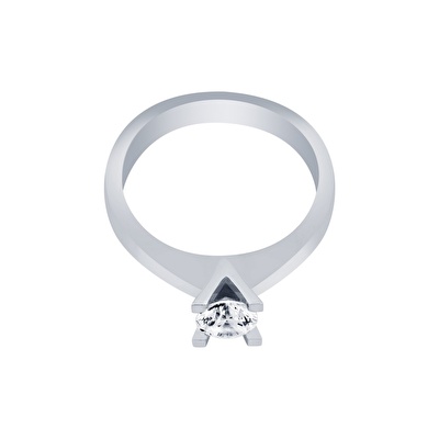 14 Ayar Beyaz Altın Tektaş Yüzük