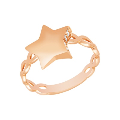14 Ayar Rose Altın Yıldız Figürlü Yüzük