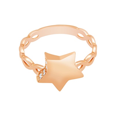 14 Ayar Rose Altın Yıldız Figürlü Yüzük