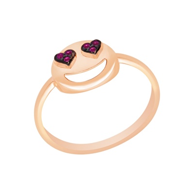 14 Ayar Rose Altın Smile Figürlü Yüzük