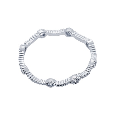 14 Ayar Beyaz Altın Tamtur Yüzük