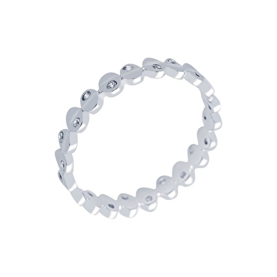 14 Ayar Beyaz Altın Tamtur Yüzük