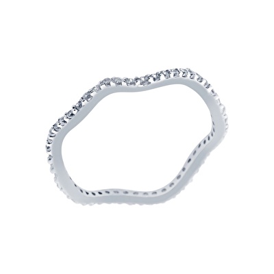 14 Ayar Beyaz Altın Tamtur Yüzük