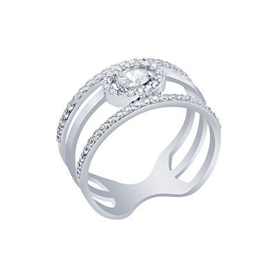 14 Ayar Beyaz Altın Baget Yüzük