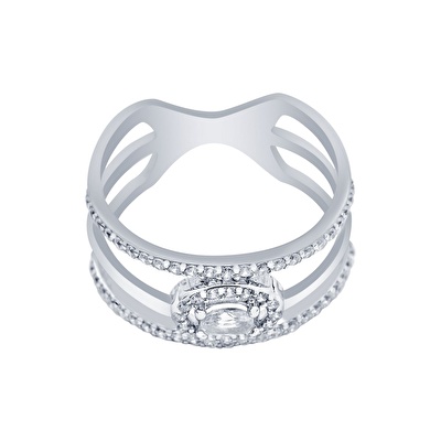 14 Ayar Beyaz Altın Baget Yüzük