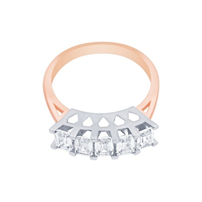 14 Ayar Rose-Beyaz Altın Beştaş Yüzük