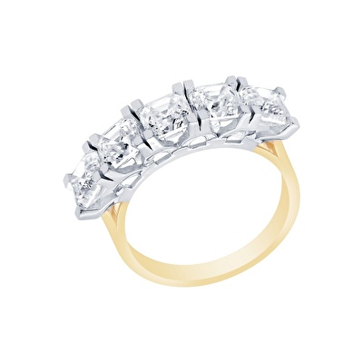 14 Ayar Sarı-Beyaz Altın Beştaş Yüzük