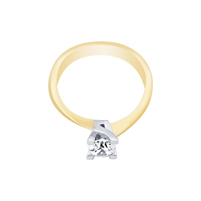 14 Ayar Sarı-Beyaz Altın Tektaş Yüzük