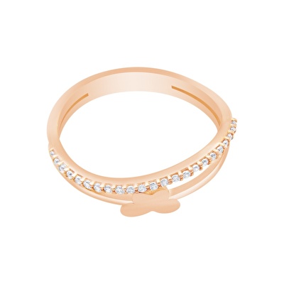 14 Ayar Rose Altın Kelebek  Yüzük