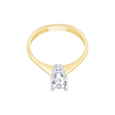 14 Ayar Sarı-Beyaz Altın Tektaş Yüzük