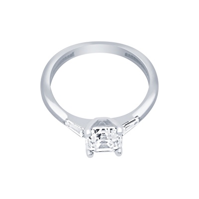 14 Ayar Beyaz Altın Baget Yüzük