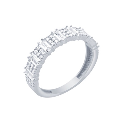 14 Ayar Beyaz Altın Yarımtur Yüzük