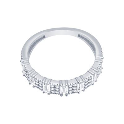 14 Ayar Beyaz Altın Yarımtur Yüzük