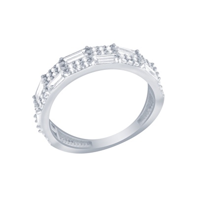 14 Ayar Beyaz Altın Yarımtur Yüzük