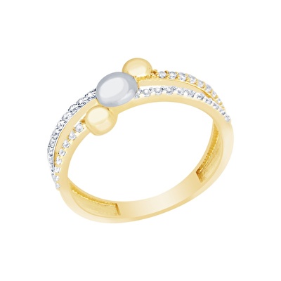 14 Ayar Sarı Altın Taşlı Yüzük