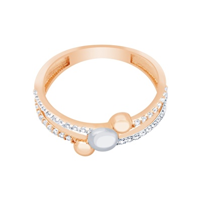 14 Ayar Rose-Beyaz Altın Taşlı Yüzük