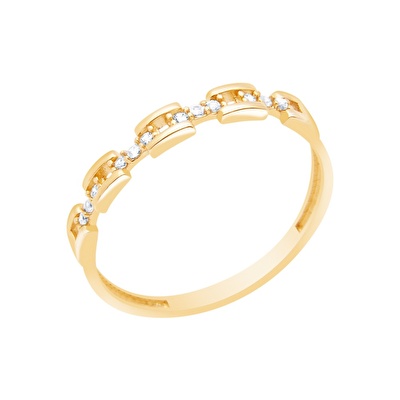 14 Ayar Sarı Altın Taşlı Yüzük