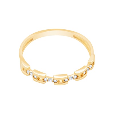 14 Ayar Sarı Altın Taşlı Yüzük