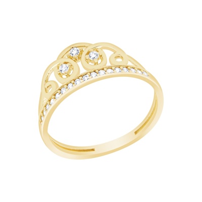 14 Ayar Sarı Altın Taşlı Yüzük